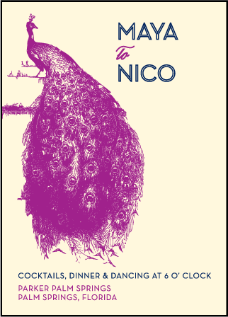 Peacock Full Body Letterpress Reception Design Medium