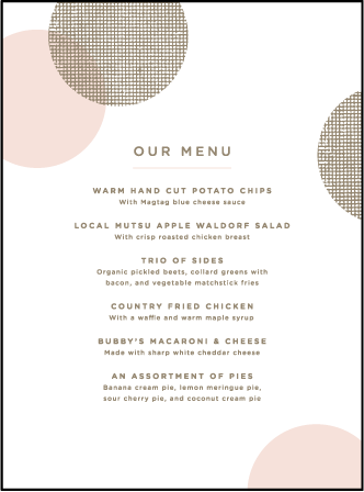 Polka Stripe Letterpress Menu Design Medium