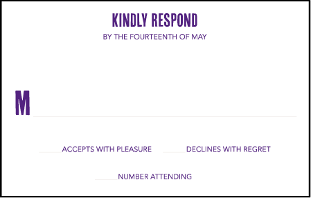 Refined Space Letterpress Reply Postcard Front Design Medium