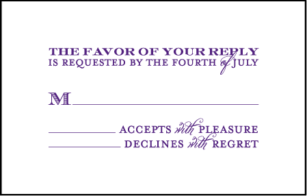 Refined Study Letterpress Reply Postcard Front Design Medium