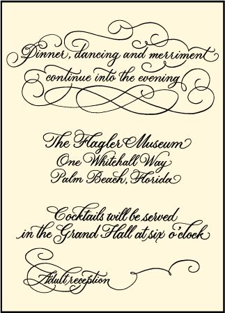 Revival Calligraphy Letterpress Reception Design Medium
