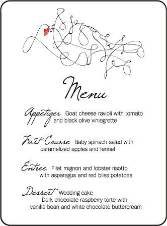 Ribbon Heart Letterpress Menu Design Medium