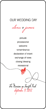 Ribbon Heart Letterpress Program Tea Design Medium