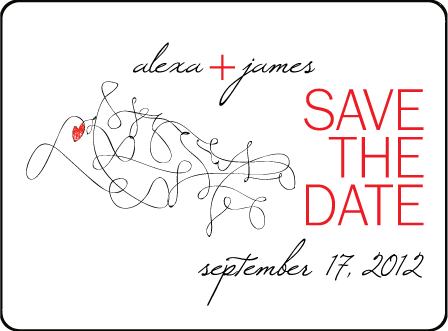 Ribbon Heart Letterpress Save The Date Design Medium