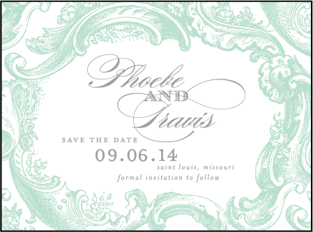 Rococo Elegance Letterpress Save The Date Design Medium