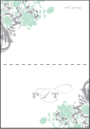 Rococo Elegance Letterpress Thank You Card Fold Design Medium