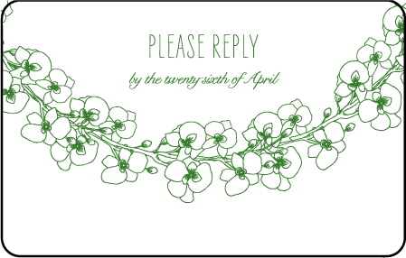 Romantic Floral Letterpress Reply Postcard Front Design Medium