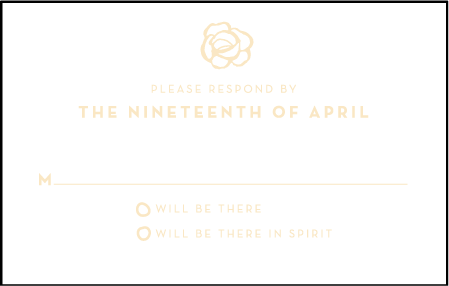 Rose Letterpress Reply Postcard Front Design Medium