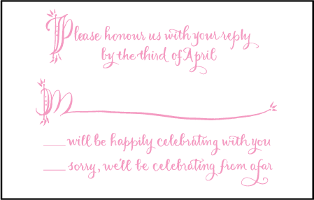 Royal Calligraphy Letterpress Reply Postcard Front Design Medium