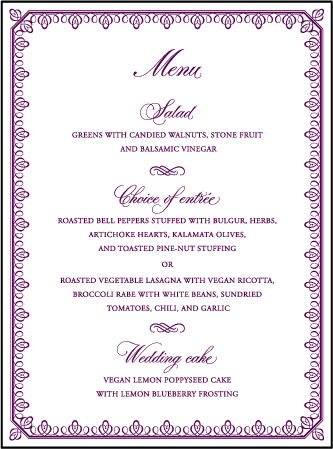 Royal Frame Letterpress Menu Design Medium