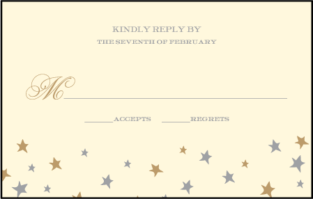 Royal Night Letterpress Reply Postcard Front Design Medium