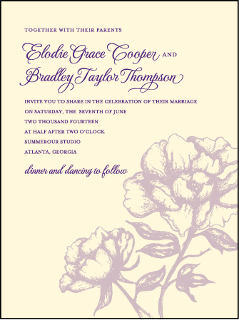 Royal Peony Letterpress Invitation Design Medium