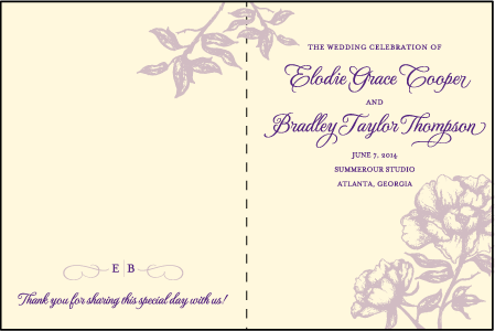 Royal Peony Letterpress Program Design Medium