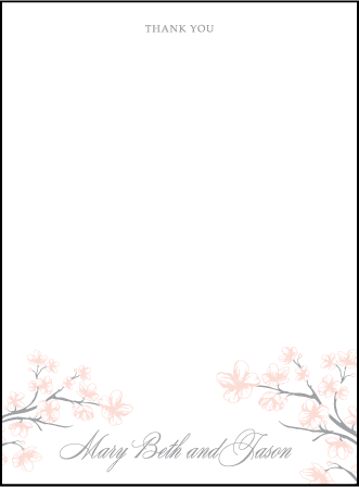 Sakura Letterpress Thank You Card Flat Design Medium