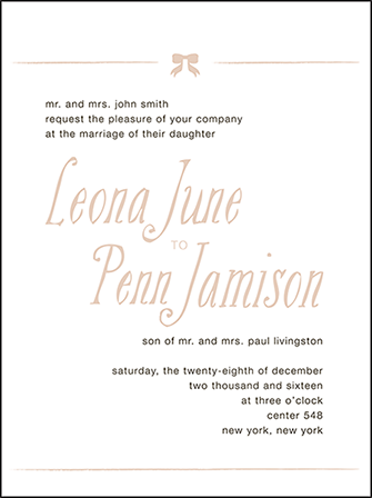 Simple Bow Letterpress Invitation Design Medium