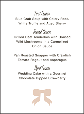 Simple Bow Letterpress Menu Design Medium