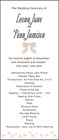 Simple Bow Letterpress Program Tea Design Medium
