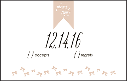 Simple Bow Letterpress Reply Postcard Front Design Medium