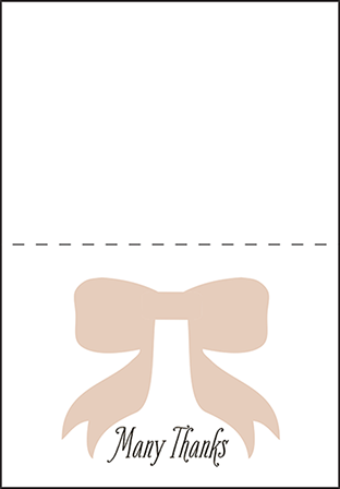 Simple Bow Letterpress Thank You Card Fold Design Medium