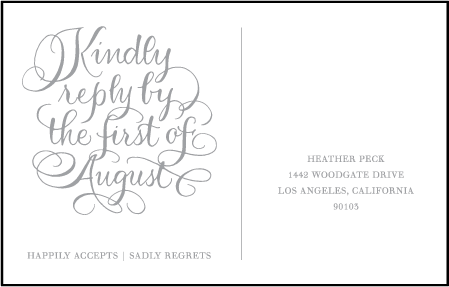 Simple Charms Letterpress Reply Postcard Front Design Medium