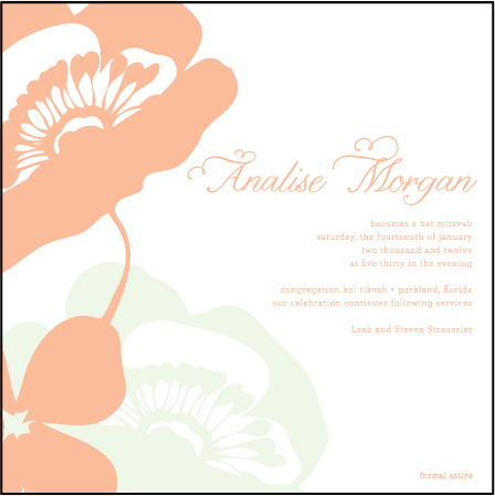 Simple Poppy Letterpress Bat Mitzvah Design Medium