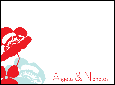 Simple Poppy Letterpress Thank You Card Flat Design Medium