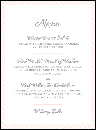 Simple Stripes Letterpress Menu Design Medium