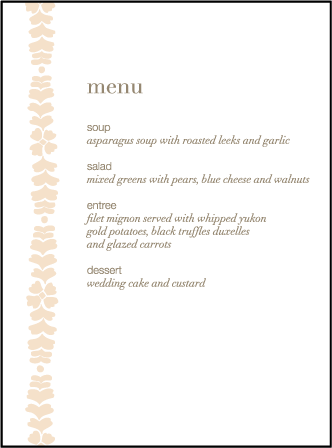 Solina Letterpress Menu Design Medium