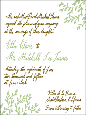 Sonoma Calligraphy Letterpress Invitation Design Medium