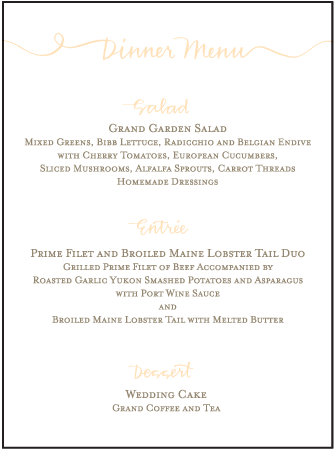 String Calligraphy Letterpress Menu Design Medium