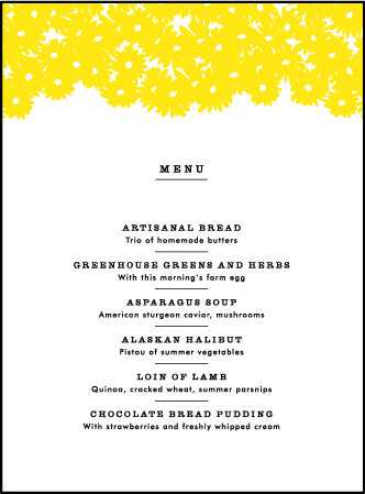Sweet Daisy Letterpress Menu Design Medium