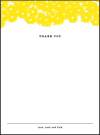 Sweet Daisy Letterpress Thank You Card Flat Design Medium