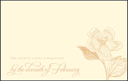 Traditional Palm Letterpress Reply Postcard Front Design Medium