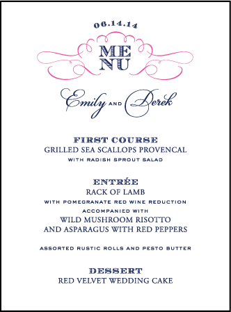 Traditional Script Letterpress Menu Design Medium