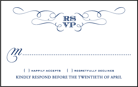 Traditional Script Letterpress Reply Postcard Front Design Medium