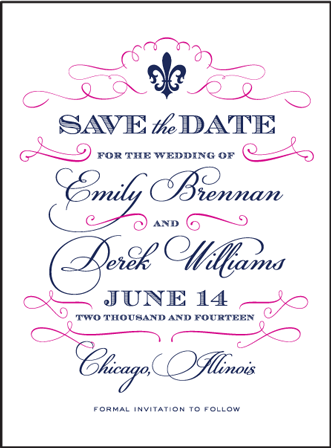 Traditional Script Letterpress Save The Date Design Medium