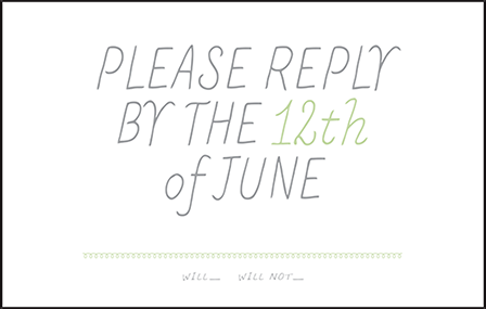 Vera Letterpress Reply Postcard Front Design Medium