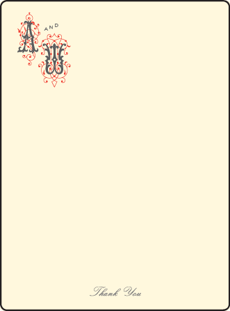 Victrola Letterpress Thank You Card Flat Design Medium