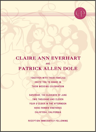 Vineyard Letterpress Invitation Design Medium
