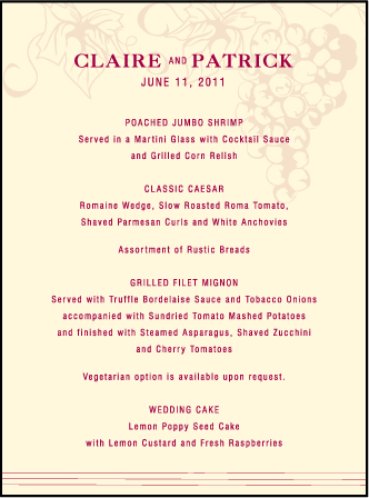 Vineyard Letterpress Menu Design Medium