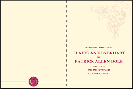 Vineyard Letterpress Program Design Medium