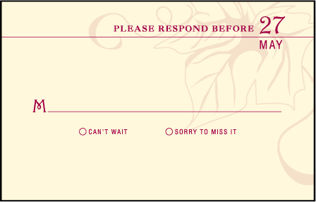 Vineyard Letterpress Reply Postcard Front Design Medium