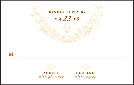 Vintage Garland Letterpress Reply Postcard Front Design Medium