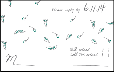 Vintage Leaves Letterpress Reply Postcard Front Design Medium