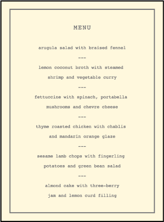 Vintage Librairie Letterpress Menu Design Medium