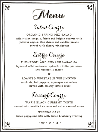 Westley Letterpress Menu Design Medium