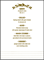 Amelie Letterpress Menu Design Small