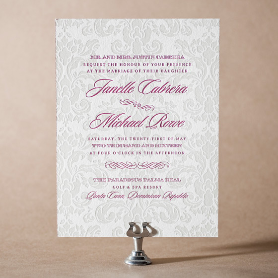 Augustine Damask Letterpress Invitation Design Small