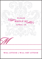Augustine Damask Letterpress Reply Design Small