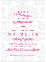 Augustine Damask Letterpress Save The Date Design Small